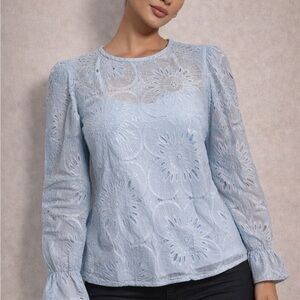 Woman Within Light Blue Lace Blouse